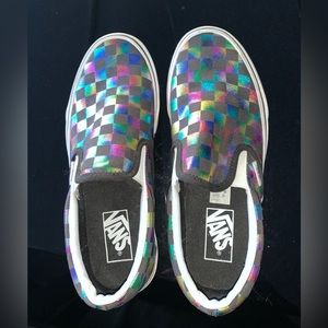 SOLD.Vans with reflective checks! Super cute🎁 Basically new !
